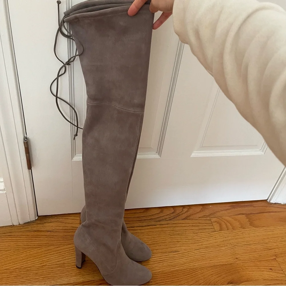 Stuart Weitzman Highland Over the Knee boots in Grey Seude Women’s Size 6 - Picture 9 of 15